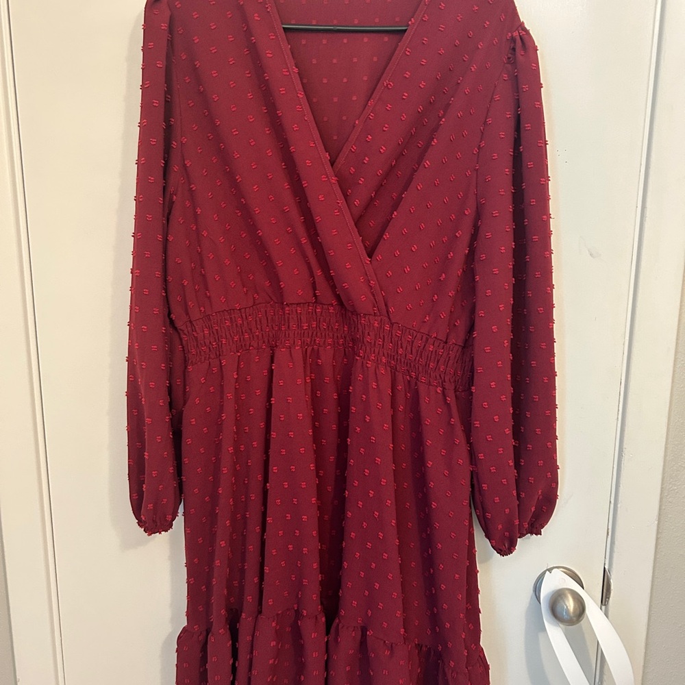 SHEIN Red Long Sleeve Dress